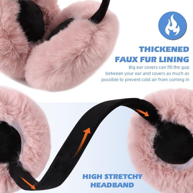 Peecabe Winter Women Earmuffs Faux Fur Girls Ear muffs Warm Unisex Kids Ear Covers Foldable Outdoor Boy Ear Warmers for Women - Image 3